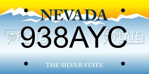 938AYC Nevada License Plate