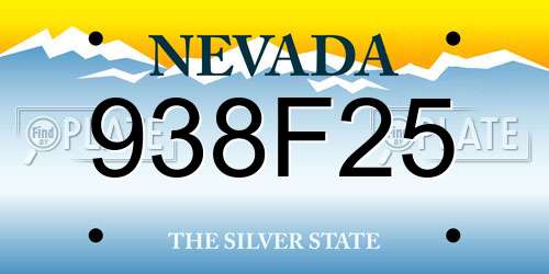 938F25 Nevada License Plate