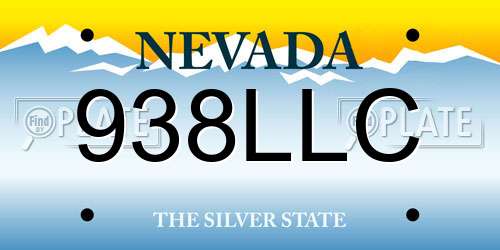 938LLC Nevada License Plate