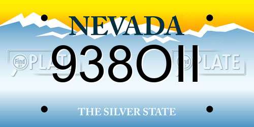 938OII Nevada License Plate