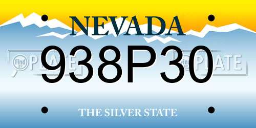 938P30 Nevada License Plate