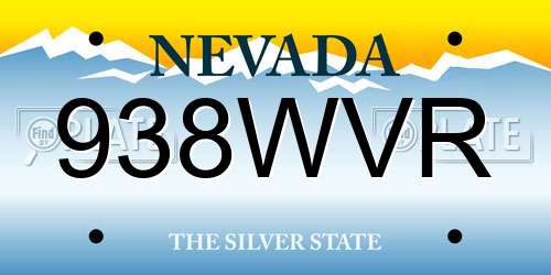 938WVR Nevada License Plate