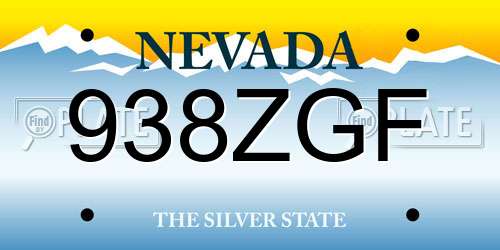 938ZGF Nevada License Plate