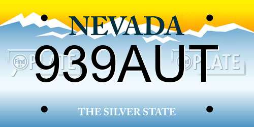 939AUT Nevada License Plate