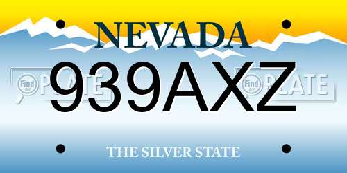 939AXZ Nevada License Plate