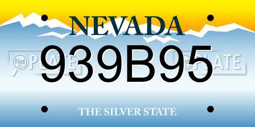 939B95 Nevada License Plate