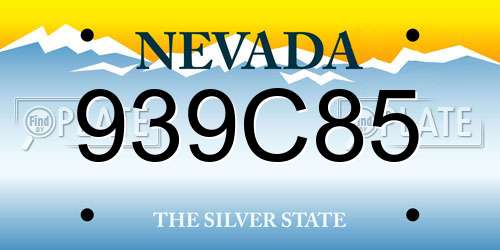 939C85 Nevada License Plate