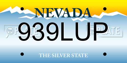 939LUP Nevada License Plate
