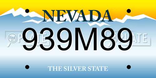 939M89 Nevada License Plate