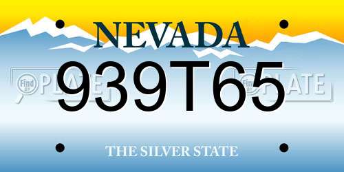 939T65 Nevada License Plate