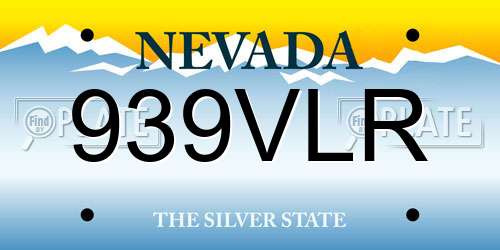 939VLR Nevada License Plate