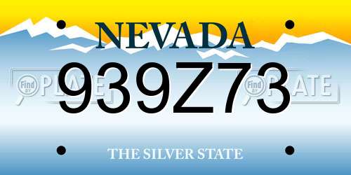939Z73 Nevada License Plate