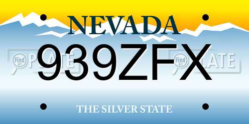 939ZFX Nevada License Plate