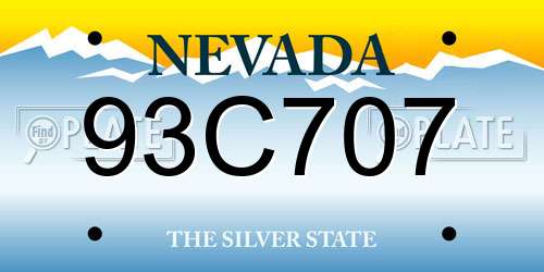 93C707 Nevada License Plate