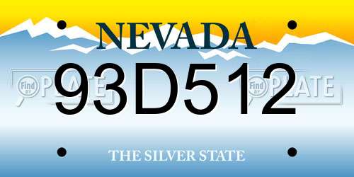 93D512 Nevada License Plate