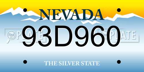 93D960 Nevada License Plate