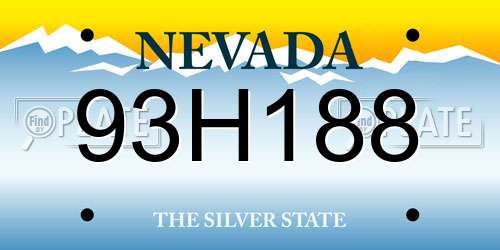 93H188 Nevada License Plate