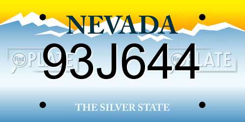 93J644 Nevada License Plate