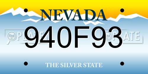 940F93 Nevada License Plate