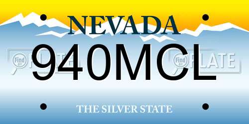 940MCL Nevada License Plate