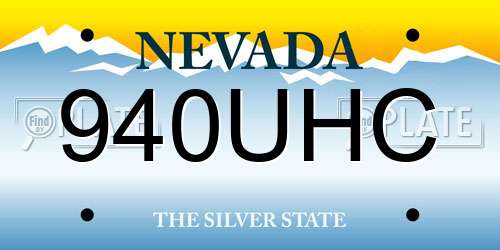 940UHC Nevada License Plate