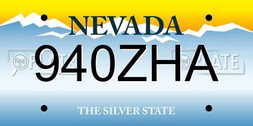 940ZHA Nevada License Plate