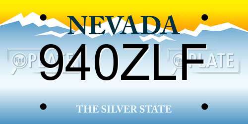 940ZLF Nevada License Plate