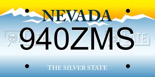 940ZMS Nevada License Plate