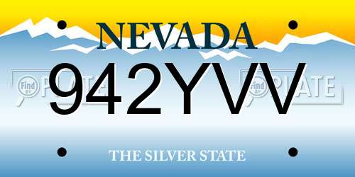942YVV Nevada License Plate