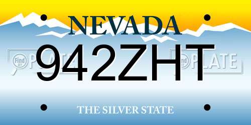 942ZHT Nevada License Plate