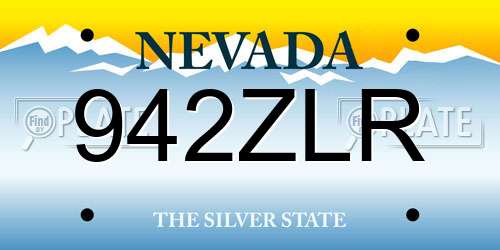 942ZLR Nevada License Plate