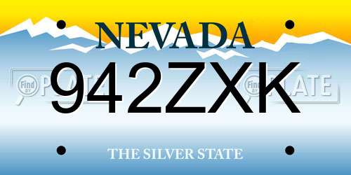 942ZXK Nevada License Plate