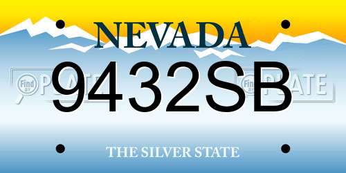 9432SB Nevada License Plate
