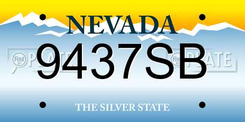 9437SB Nevada License Plate