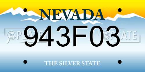 943F03 Nevada License Plate