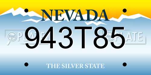 943T85 Nevada License Plate