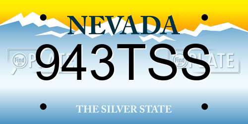 943TSS Nevada License Plate