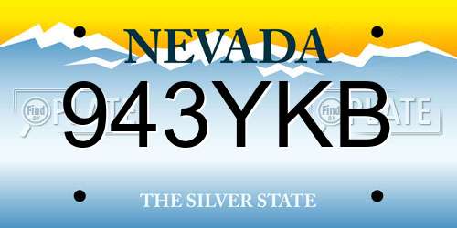 943YKB Nevada License Plate