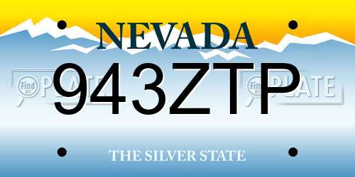 943ZTP Nevada License Plate