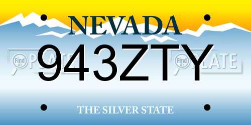 943ZTY Nevada License Plate