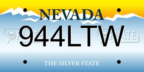 944LTW Nevada License Plate