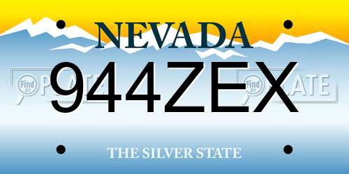 944ZEX Nevada License Plate