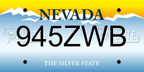 945ZWB Nevada License Plate