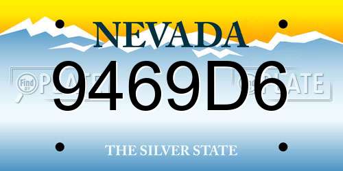 9469D6 Nevada License Plate
