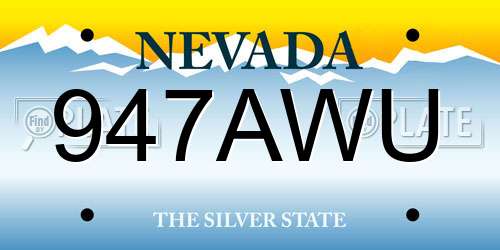 947AWU Nevada License Plate