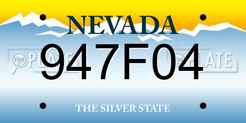 947F04 Nevada License Plate