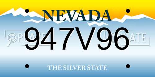 947V96 Nevada License Plate