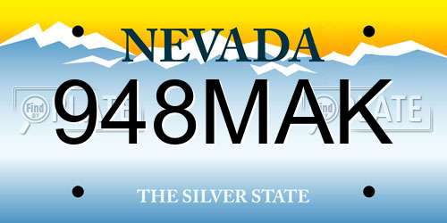 948MAK Nevada License Plate