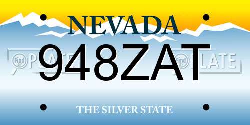 948ZAT Nevada License Plate
