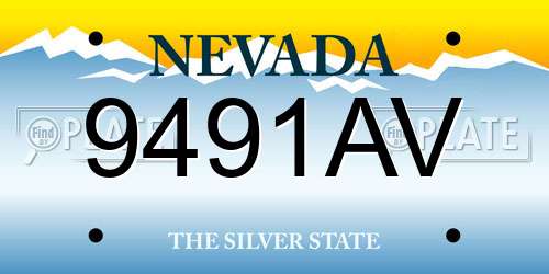 9491AV Nevada License Plate